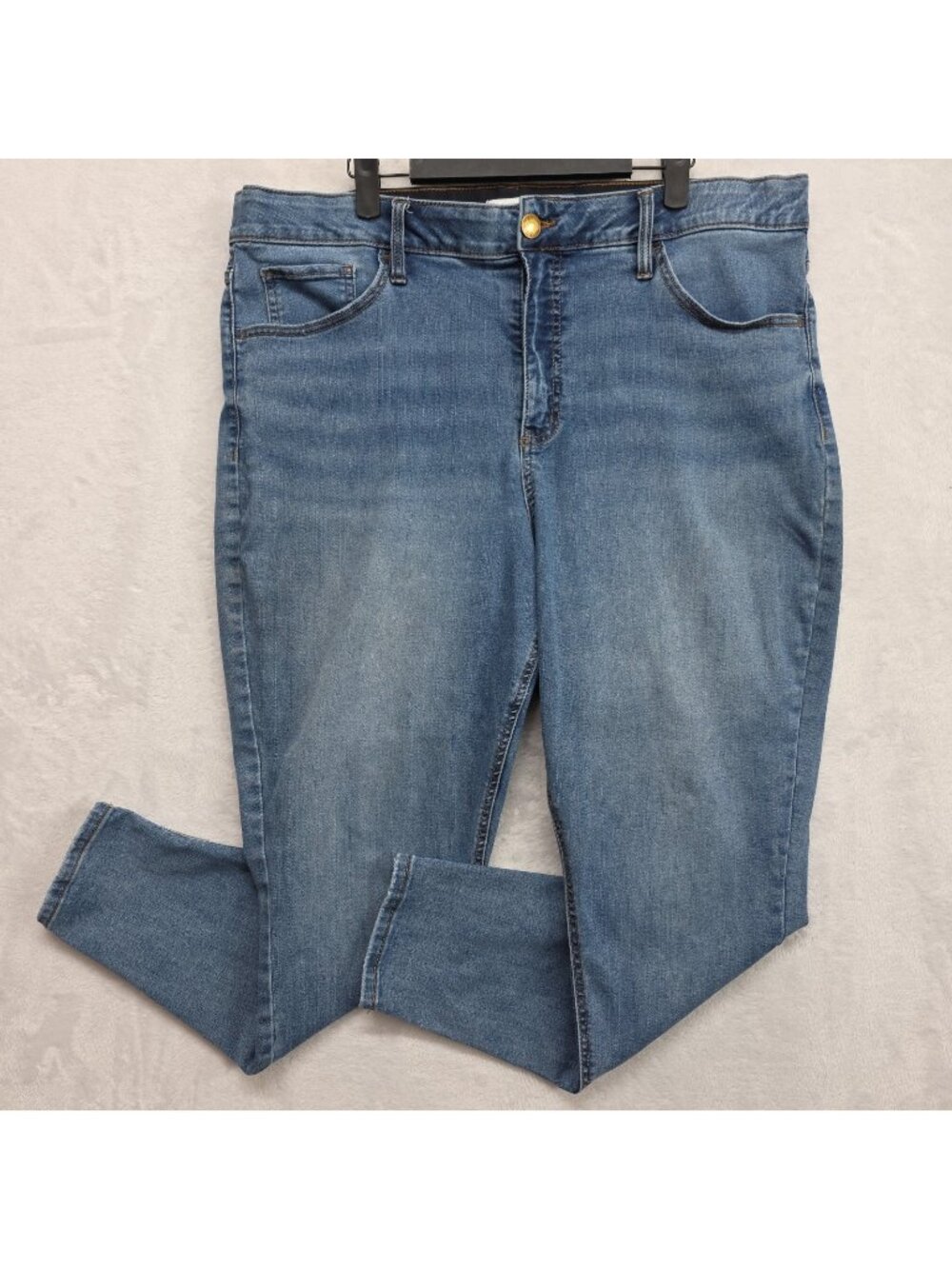 Ava Viv Womens Skinny High Rise Stretch Denim Blue Jeans Size 20 Light Distress